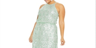 B Darlin Women's Trendy Plus Size Sequined Blouson Gown Green Size 24