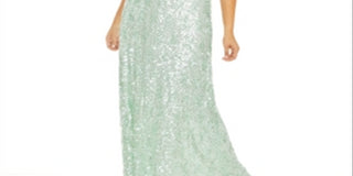 B Darlin Women's Trendy Plus Size Sequined Blouson Gown Green Size 24