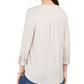 Style & CO Women's Cuffed with Buttons Button up Top Beige Heather  Size Petite XL