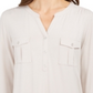 Style & CO Women's Cuffed with Buttons Button up Top Beige Heather  Size Petite XL