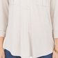 Style & CO Women's Cuffed with Buttons Button up Top Beige Heather  Size Petite XL