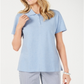 Karen Scott Women's Cotton Pique Polo Top  Blue Size XL