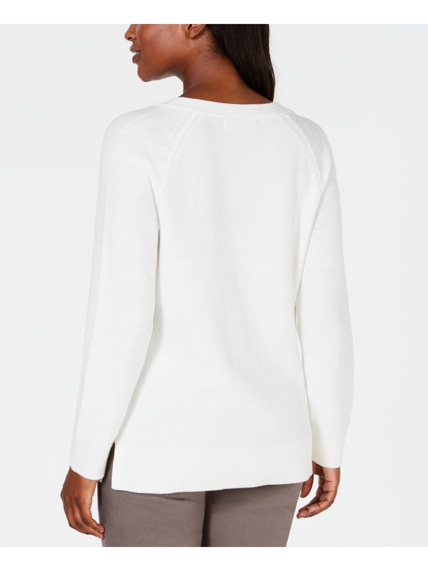 Karen Scott Women's Basket-Stitch Sweater  Winter  White Size Small