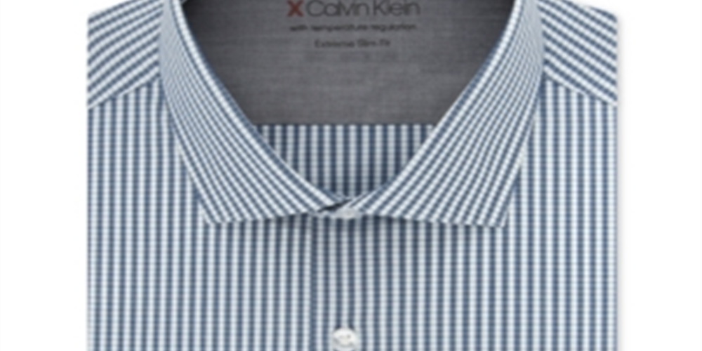 Calvin Klein Men's Extra-Slim Fit Performance Stretch Temperature Regulating Check Dress Shirt  Multi Blue Size  17.5x32-33