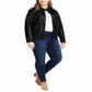 Jou Jou Women's Trendy Plus Size Faux-Leather Moto Jacket  Black Size 3XL