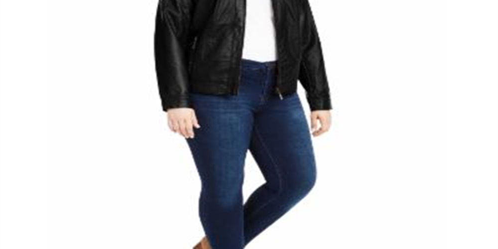 Jou Jou Women's Trendy Plus Size Faux-Leather Moto Jacket  Black Size 3XL