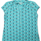 Charter Club Women's  Fish-Print Polo Shirt Light Pool Blue Combo Size L