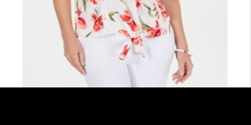 JM COLLECTION Women's Floral Off Shoulder Top White Size Medium