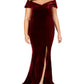 Xscape Women's Plus Velvet Off the Shoulder Evening Dress Purple Size 18W