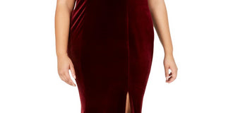 Xscape Women's Plus Velvet Off the Shoulder Evening Dress Purple Size 18W