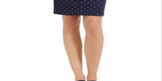Charter Club Women's  Polka-Dot Denim Skirt  Navy Size 10