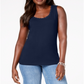 Karen Scott Women's Cotton Studded Tank Top  - Intrepid Blue Size Medium