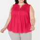 Charter Club Women's  Plus Size Pleated Pintuck Top  - Moroccan Pink Combo Pink Size 4X