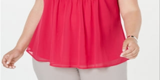 Charter Club Women's  Plus Size Pleated Pintuck Top  - Moroccan Pink Combo Pink Size 4X