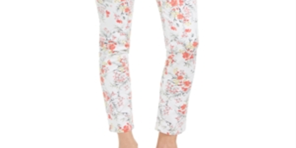 Charter Club Women's Floral Printed Bristol Capri Jeans  White Size 4 -