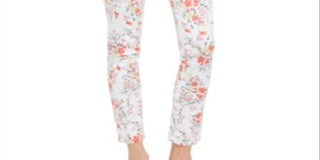 Charter Club Women's Floral Printed Bristol Capri Jeans  White Size 4 -