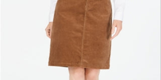 Charter Club Women's  Petite Corduroy Tummy-Control Skirt  Brown Size 10 P