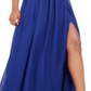 City Studios Women's Slitted Spaghetti Strap Sweetheart Neckline Full-Length Fit Flare Evening Dress Blue Size 7