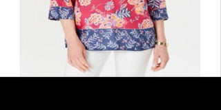 Charter Club Women'S Petite Double-Floral Printed Tunic  Moroccan Pink Combo Size Petite L