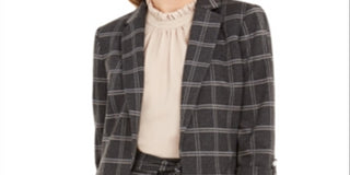 Calvin Klein Women's Suit Jacket Plaid Stretch Black Size 14P