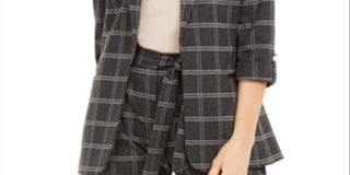 Calvin Klein Women's Suit Jacket Plaid Stretch Black Size 14P