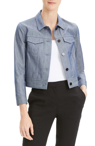 Theory Women's Shrunken Fit Denim Jacket Blue Size Small