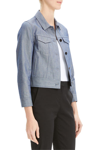 Theory Women's Shrunken Fit Denim Jacket Blue Size Small