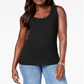 Karen Scott Women's Cotton Studded Tank Top  - Deep Black Size M