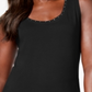 Karen Scott Women's Cotton Studded Tank Top  - Deep Black Size M