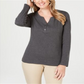Karen Scott Women's Henley Top  Black Size Large