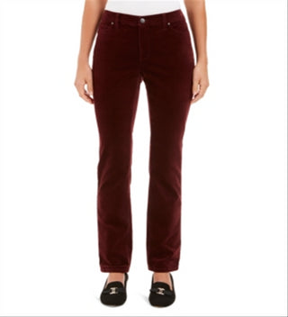 Charter Club Women's Velveteen Tummy-Control Ankle Straight Jeans  Deep Cherrywood Red Size 8