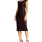 Ralph Lauren Women's Sequined Cap Sleeve Boat Neck MIDI Sheath Cocktail Dress Black Size 0