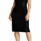 Ralph Lauren Women's Sequined Cap Sleeve Boat Neck MIDI Sheath Cocktail Dress Black Size 0