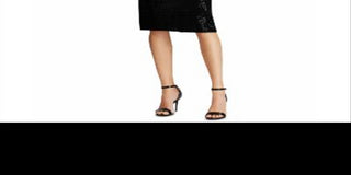 Ralph Lauren Women's Sequined Cap Sleeve Boat Neck MIDI Sheath Cocktail Dress Black Size 0