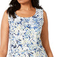 JM Collection Women's Blouse Medium Textured Abstract Print  Blue Size Medium