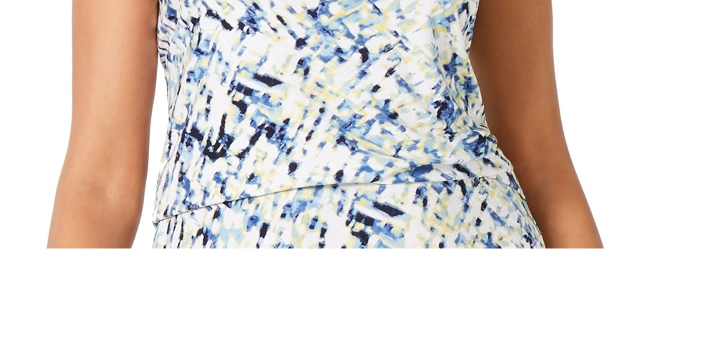 JM Collection Women's Blouse Medium Textured Abstract Print  Blue Size Medium
