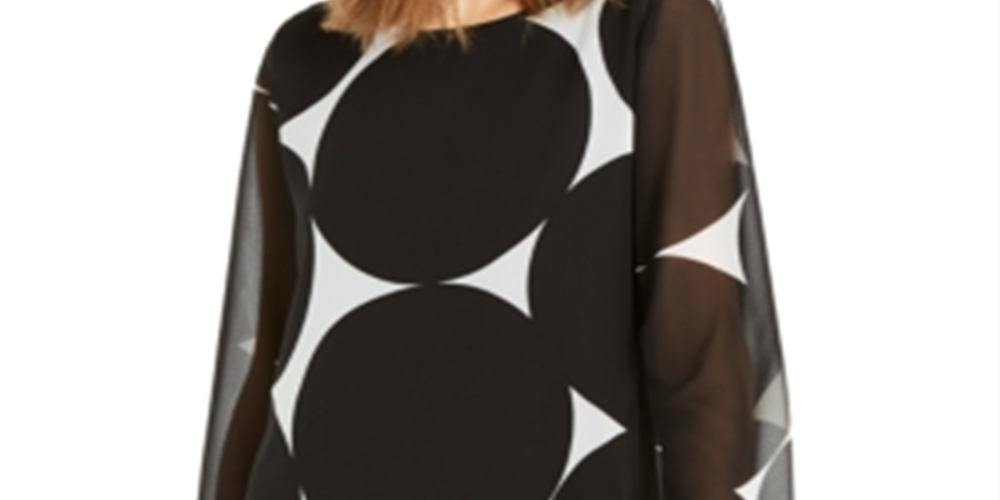 Alfani Women's Printed Sheer Tunic  Black Size XS