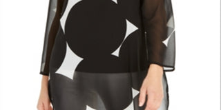 Alfani Women's Printed Sheer Tunic  Black Size XS