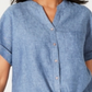 Charter Club Women's Petite Linen Tie-Front Shirt Blue Ocean Size PXL