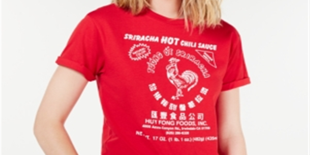 Mad Engine Women's  Mighty Fine Juniors' Sriracha Graphic T-Shirt Red Size Small