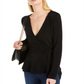 INC Women's Metallic Surplice Sweater  Deep Black Size XS