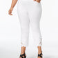 INC International Concepts Plus Size Lace-Hem Capri Pants Bright White 26W