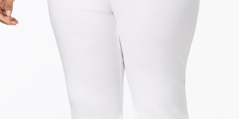 INC International Concepts Plus Size Lace-Hem Capri Pants Bright White 26W