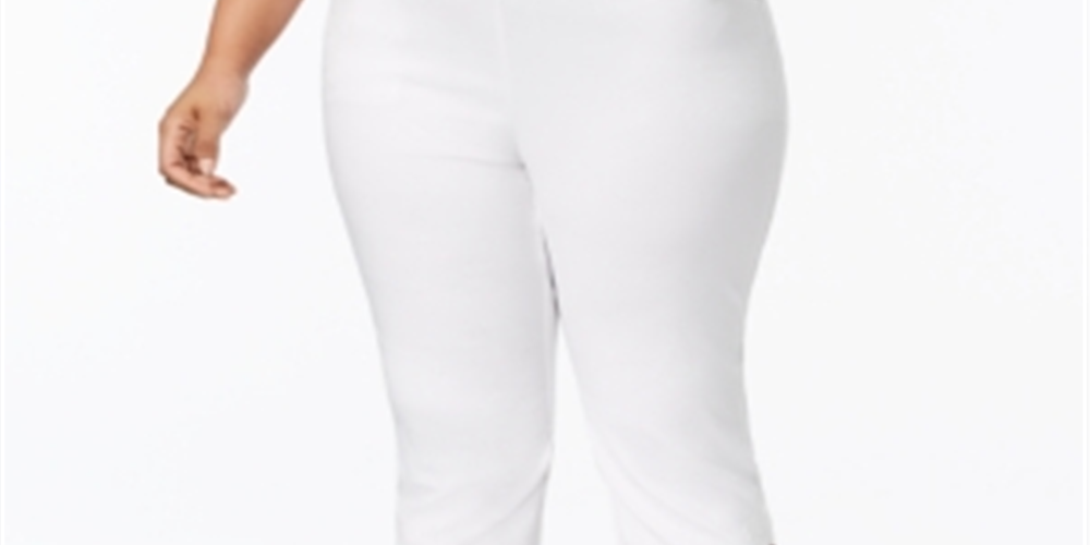 INC International Concepts Plus Size Lace-Hem Capri Pants Bright White 26W