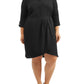 LOVE SQUARED Women's 3/4 Sleeve Knee Length Shirt Dress Black Size 1X