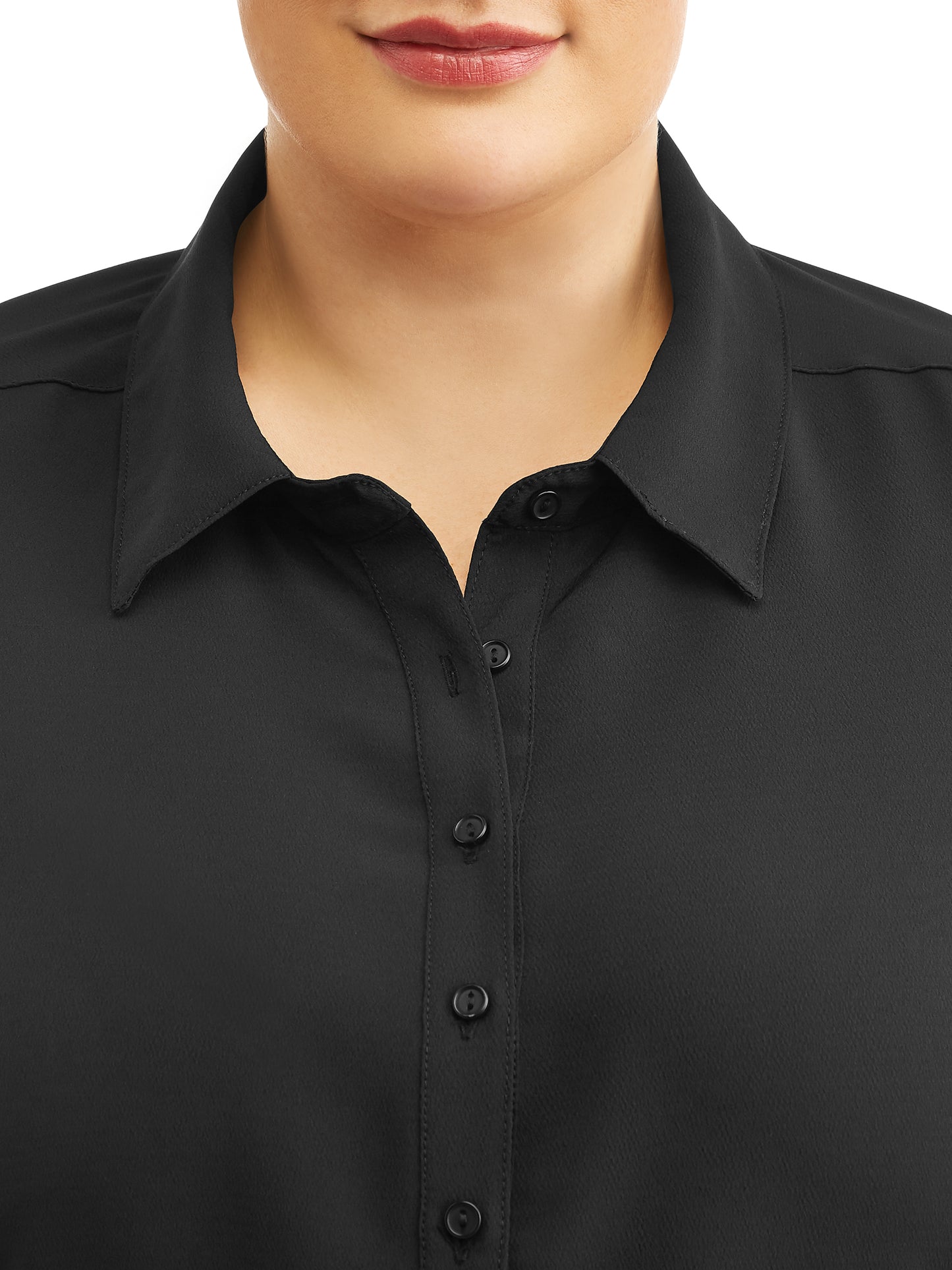 LOVE SQUARED Women's 3/4 Sleeve Knee Length Shirt Dress Black Size 1X