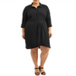 LOVE SQUARED Women's 3/4 Sleeve Knee Length Shirt Dress Black Size 1X