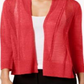 Alfani Women's  Petite Mixed-Stitch Open-Front Cardigan  - Coral Branch Red Size  Petite XL