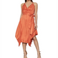 BCBGMaxazria Women's Satin Handkerchief Hem Wrap Dress Orange Size M