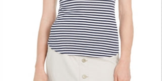 Charter Club Women's Knit-Stripe Tank Intrepid Blue Combo XXL